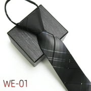 Ybeauty Business Tie Striped Zipper Men Plaid All Match Neck Tie for Wedding